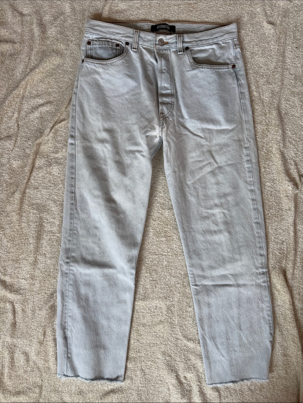 Women’s Reformation Jeans with back seam in Light Blue — iconic